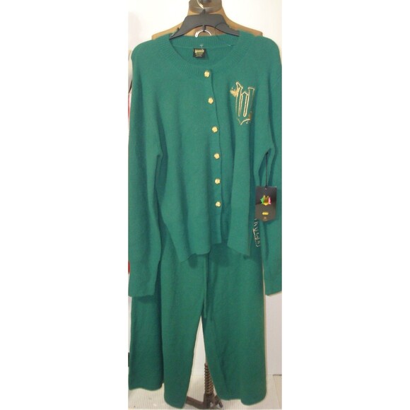 NWT Womens XL Wicked Elphaba Graphic Cardigan Pants Set Wide Leg Green Sweater - Picture 2 of 8